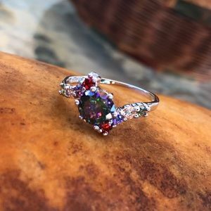 Mystic Rainbow SS925 Rings Sz 6 7 8 9